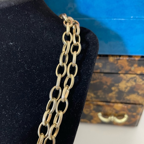 Gold-Tone Link Chain Double Strand Necklace - Picture 3 of 4
